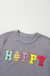 HOPPY Chenille Patch Round Neck Short Sleeve T-Shirt - MyEmpired