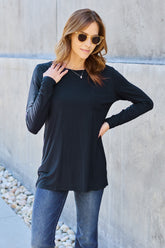 Basic Bae Full Size Round Neck Long Sleeve Top - MyEmpired