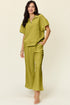 Double Take Full Size Texture Half Zip Short Sleeve Top and Pants Set - MyEmpired