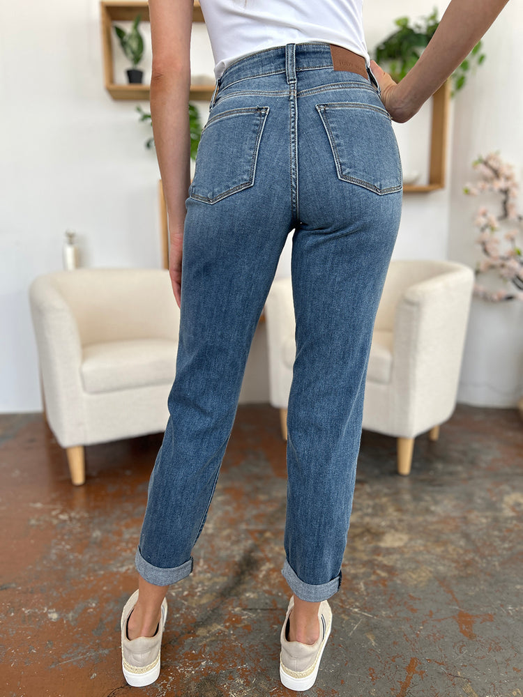 Judy Blue Full Size Cuffed Hem Slim Jeans - MyEmpired