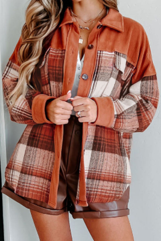 Plaid Button Up Long Sleeve Jacket - MyEmpired