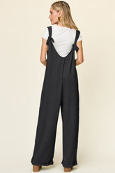 Double Take Full Size Texture Sleeveless Wide Leg Jumpsuit - MyEmpired