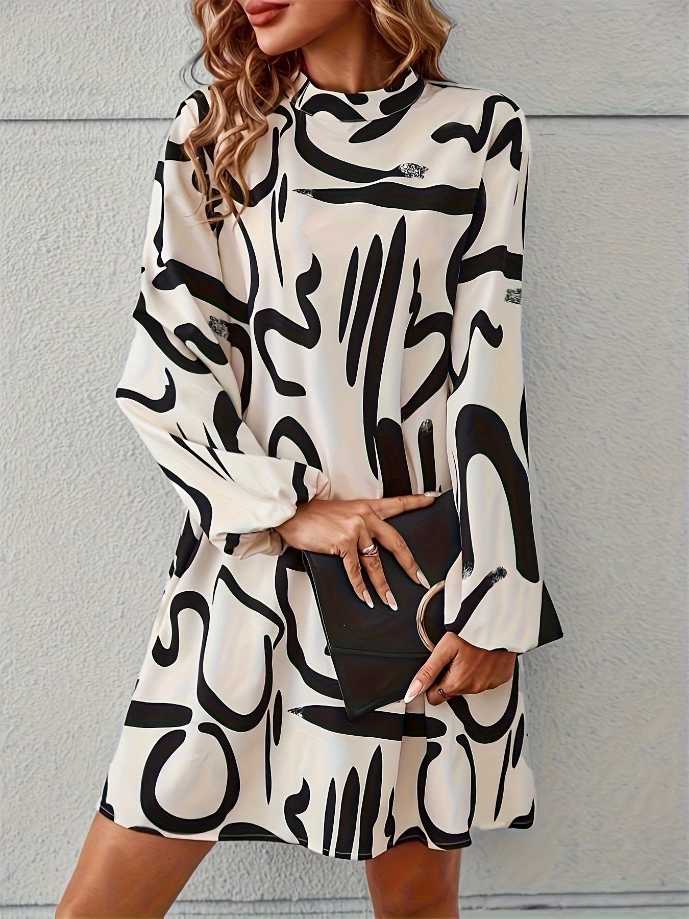 Brush Crew Neck Loose Dress - MyEmpired