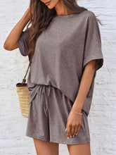 Round Neck T-Shirt and Drawstring Shorts Set - MyEmpired