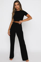 Round Neck Short Sleeve Top and Pants Set - MyEmpired