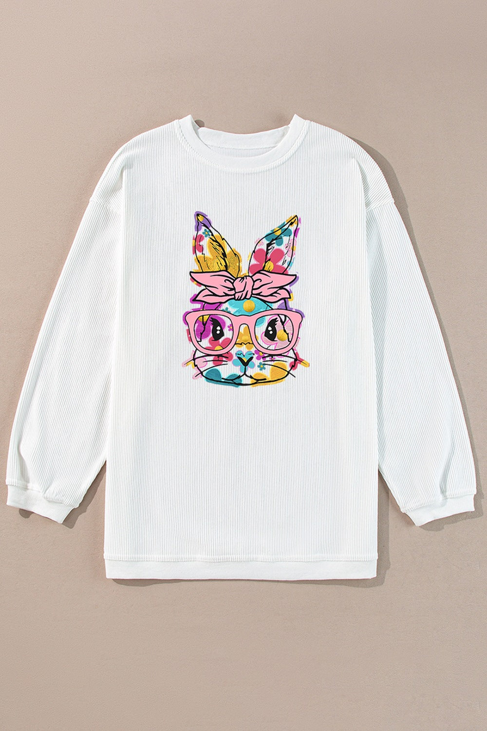 Bunny Graphic Round Neck Sweatshirt - MyEmpired