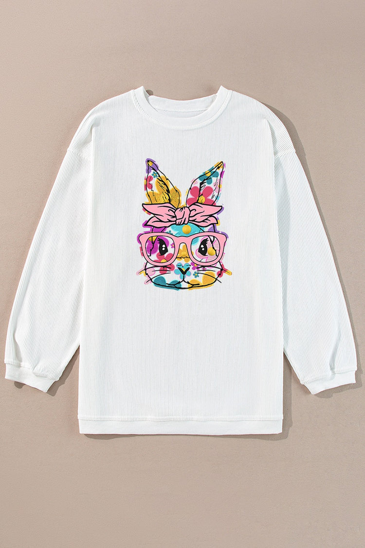 Bunny Graphic Round Neck Sweatshirt - MyEmpired