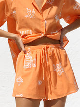 Printed Button Down Short Sleeve Top and Shorts Set - MyEmpired