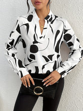 Geo Print V Neck Blouse - MyEmpired
