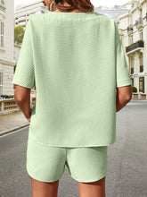 Waffle-Knit Half Sleeve Top and Shorts Set - MyEmpired