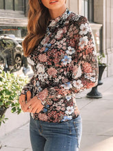 Floral Mock Neck Long Sleeve T-Shirt - MyEmpired