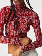 Floral Mock Neck Long Sleeve Top - MyEmpired