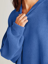 Double Take Side Slit Round Neck Long Sleeve Sweater - MyEmpired