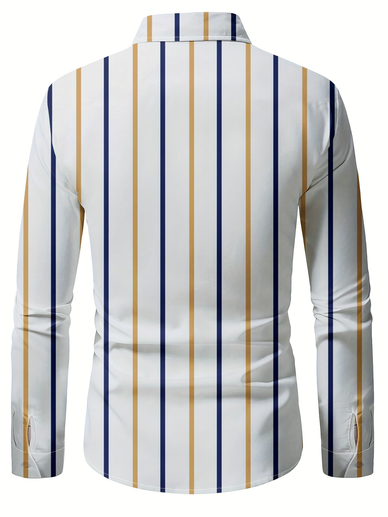 Men's Casual Striped Long Sleeve Button-Down Shirt