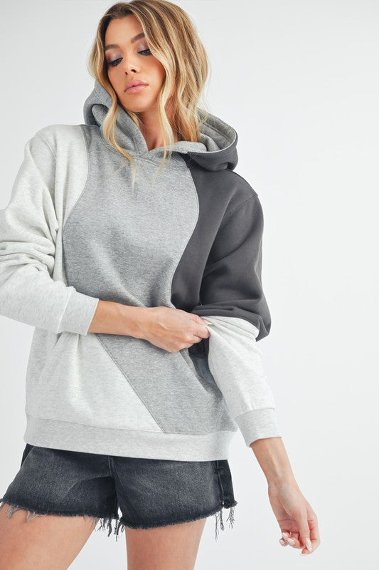 Aemi + Co Color Block Hoodie with Kangaroo Pocket - MyEmpired