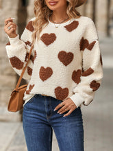 Fuzzy Heart Dropped Shoulder Sweatshirt - MyEmpired