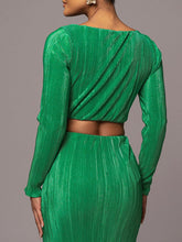 Ruched Cowl Neck Top and Maxi Skirt Set - MyEmpired
