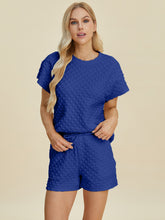 Double Take Full Size Texture T-Shirt and Shorts Set - MyEmpired