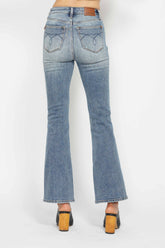 Judy Blue Full Size Tummy Control Back Embroidered Pocketed Bootcut Jeans Plus Size - MyEmpired