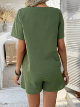 Devine Tied V-Neck Short Sleeve Top and Shorts Set - MyEmpired