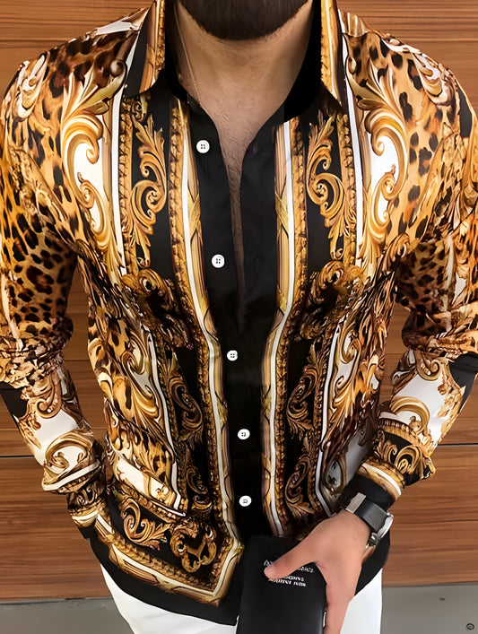 Vintage Baroque Style Pattern Men's Long Sleeve