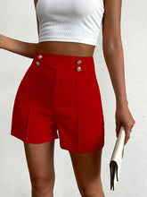 Fake Buttons High Waist Shorts, Elegant Loose Fit Shorts For Spring & Summer, Women&