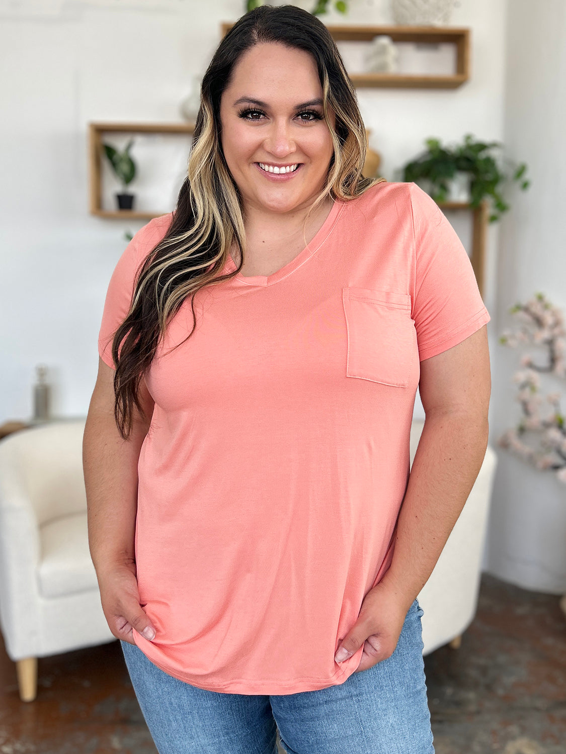 Basic Bae Bamboo Full Size V-Neck Short Sleeve T-Shirt - MyEmpired