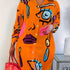 Abstract Print Button Front Shirt Dress - MyEmpired