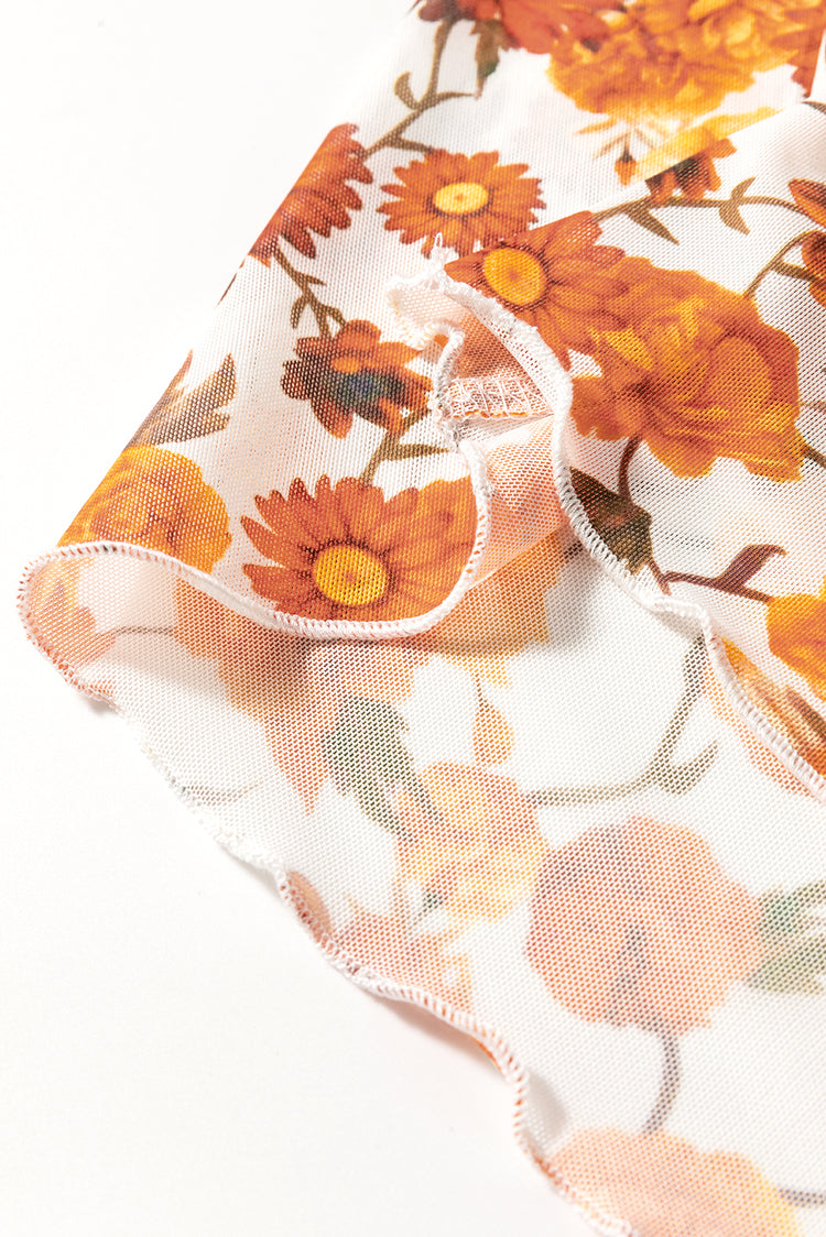 Printed Mock Neck Flare Sleeve Top - MyEmpired