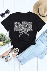 AMEN Bow Round Neck Short Sleeve T Shirt - MyEmpired