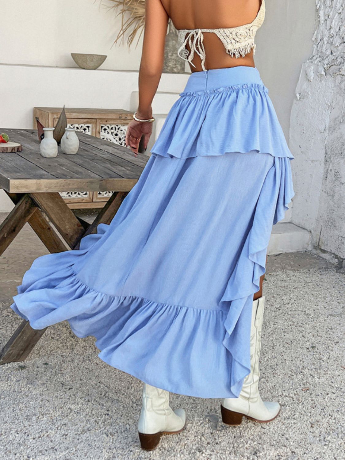 Devine High-Low Ruched Layered Skirt - MyEmpired