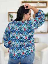 Double Take Full Size Printed Balloon Sleeve Blouse - MyEmpired