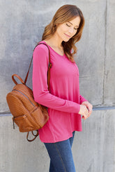Basic Bae Full Size V-Neck Long Sleeve Top - MyEmpired