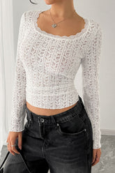 Lace Detail Long Sleeve T-Shirt - MyEmpired