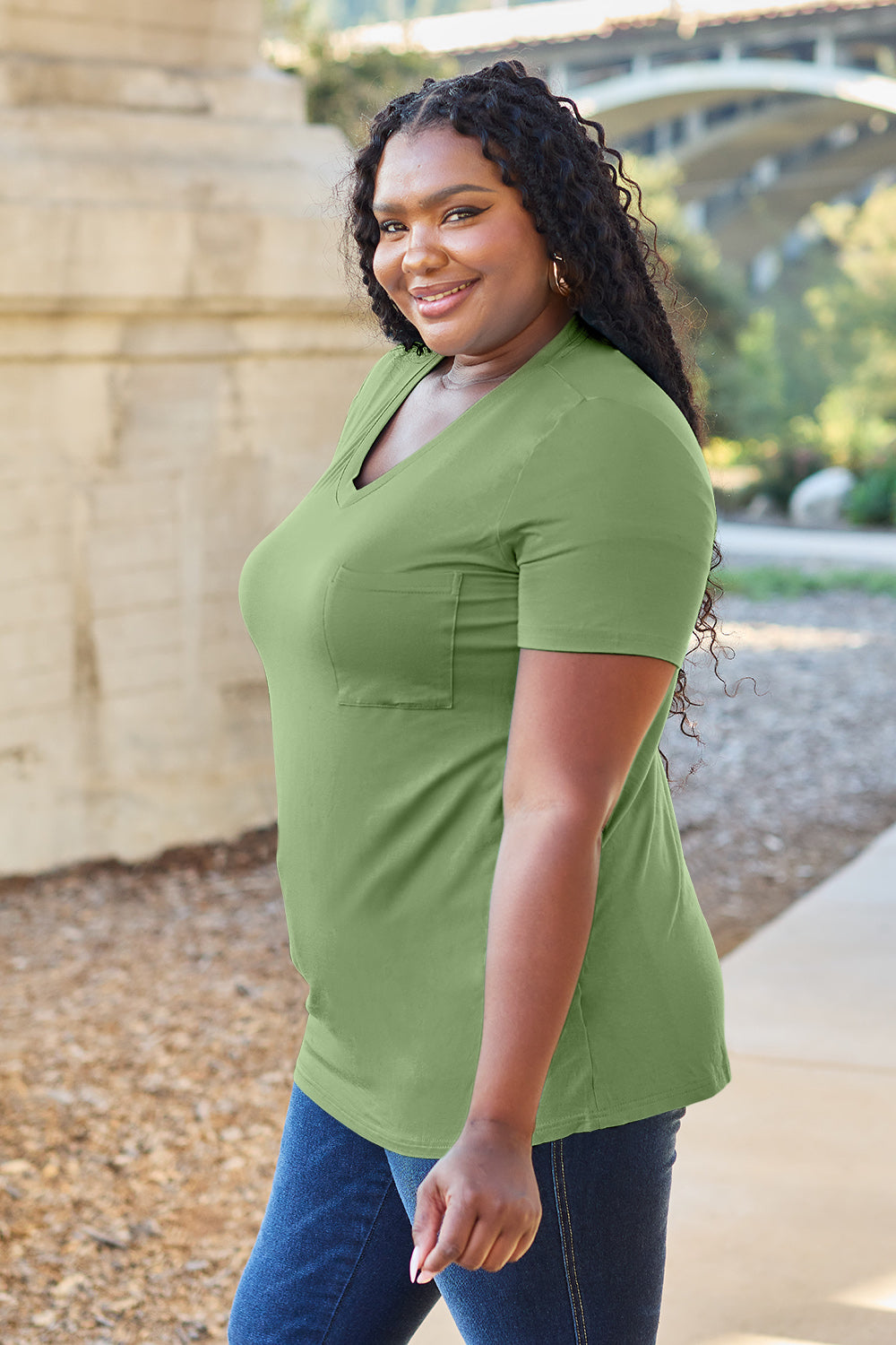 Basic Bae Bamboo Full Size V-Neck Short Sleeve T-Shirt - MyEmpired
