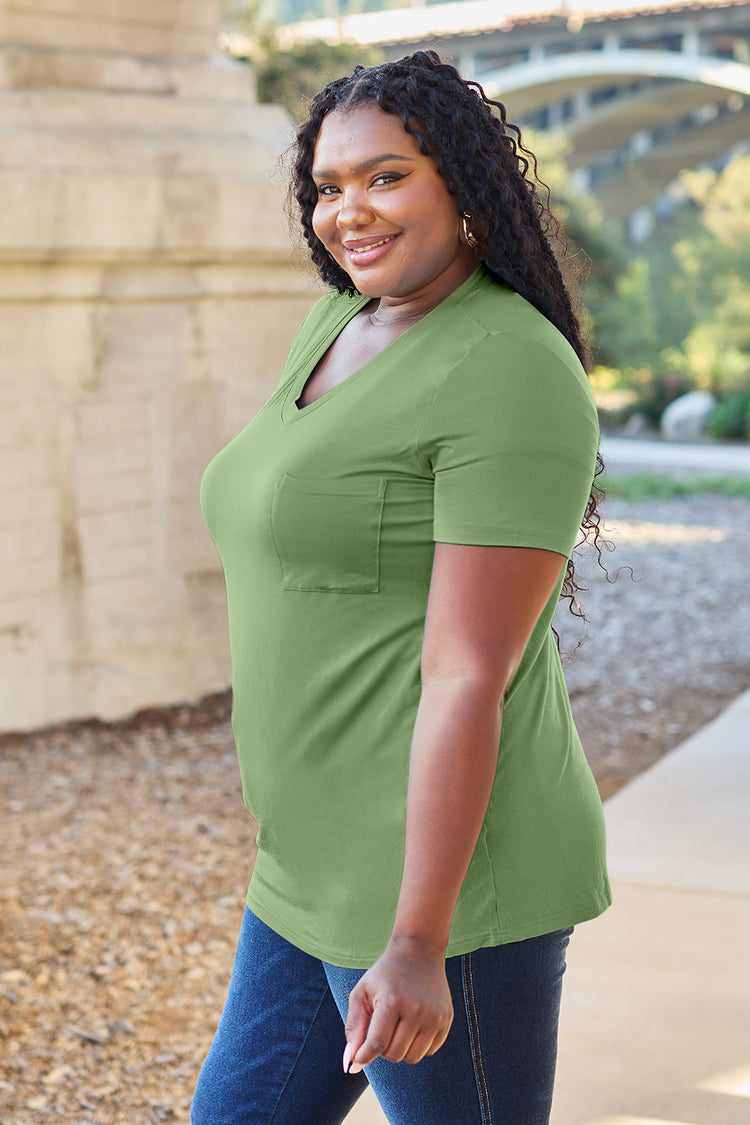 Basic Bae Bamboo Full Size V-Neck Short Sleeve T-Shirt - MyEmpired