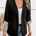 Notched Collar Button Front Blazer, Elegant Long Sleeve Blazer For Office & Work, Women&