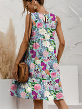 FAM-FAM Printed Round Neck Sleeveless Tiered Dress - MyEmpired
