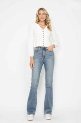 Judy Blue Full Size Tummy Control Back Embroidered Pocketed Bootcut Jeans Plus Size - MyEmpired