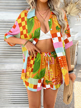 Devine Printed Collared Neck Half Sleeve Top and Shorts Set - MyEmpired