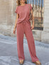 Ribbed Exposed Seam Top and Pants Set - MyEmpired