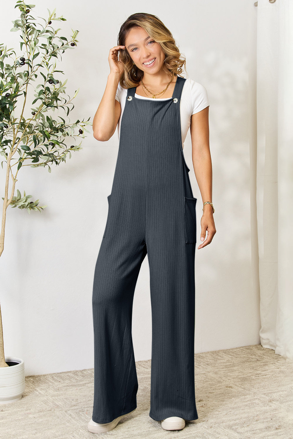 Double Take Full Size Wide Strap Overall with Pockets - MyEmpired