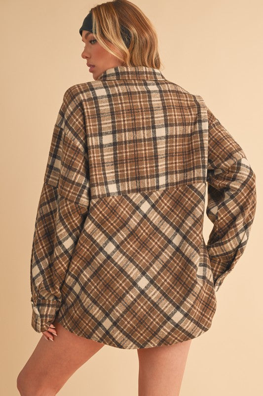 Aemi + Co Slit Plaid Half Zip Drop Shoulder Top - MyEmpired