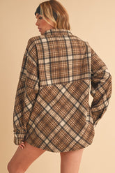 Aemi + Co Slit Plaid Half Zip Drop Shoulder Top - MyEmpired
