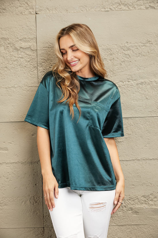 Round Neck Dropped Shoulder Top - MyEmpired
