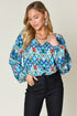 Double Take Full Size Printed Balloon Sleeve Blouse - MyEmpired