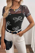 Bow Mesh Round Neck Short Sleeve T-Shirt - MyEmpired